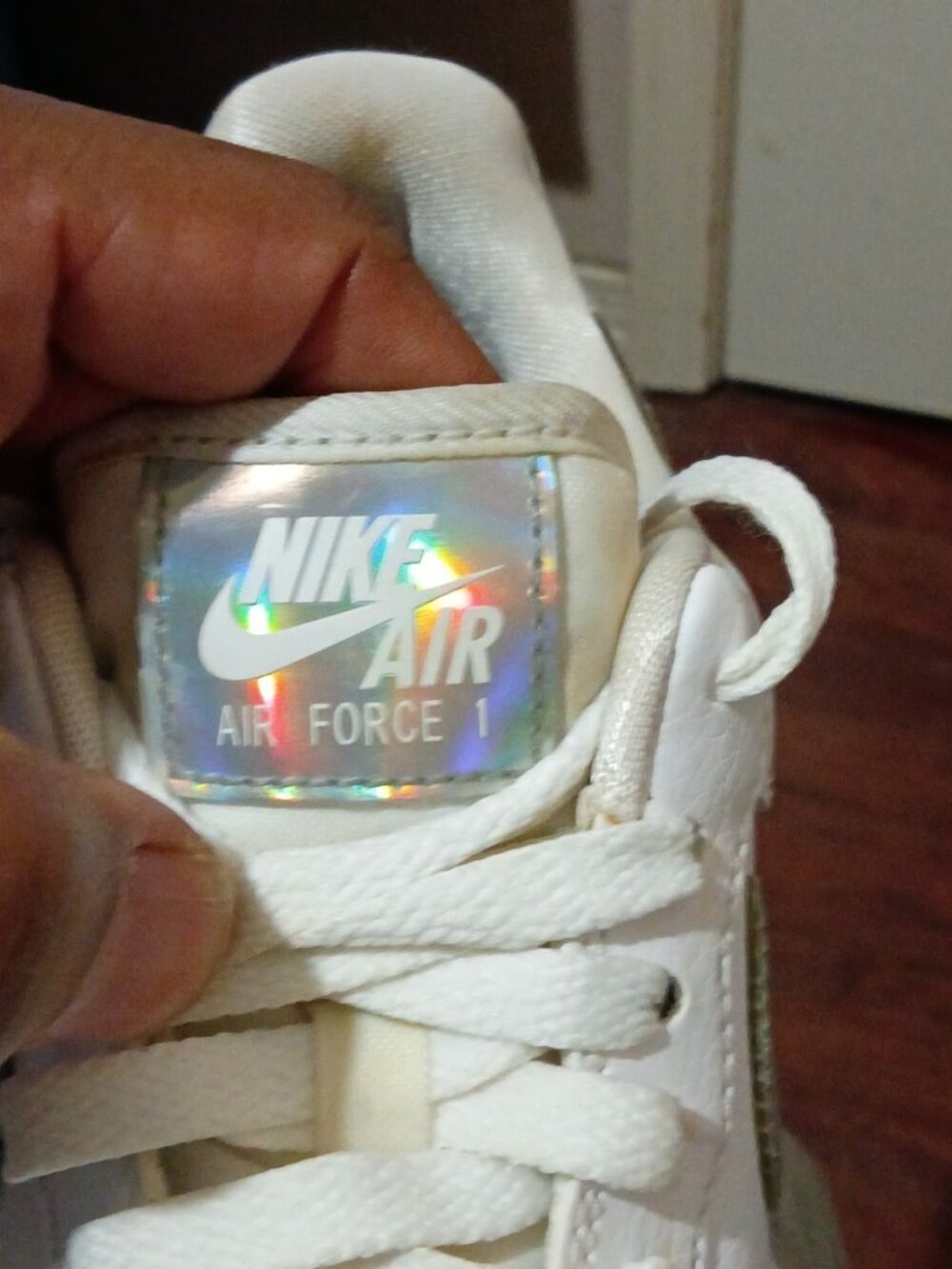 Nike Air Force 1 Low Top White/Silver Iridescent Leather CJ1646-100 Women’s Sz 9 - Picture 6 of 13